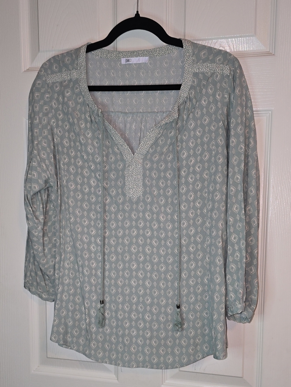 DR2‎ Sage Green Printed Peasant Tunic